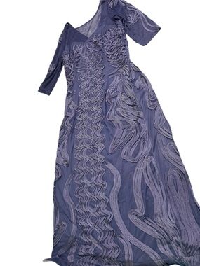JS Collections Woman  Soutache Cocktail dress gown size 14 W purple v back